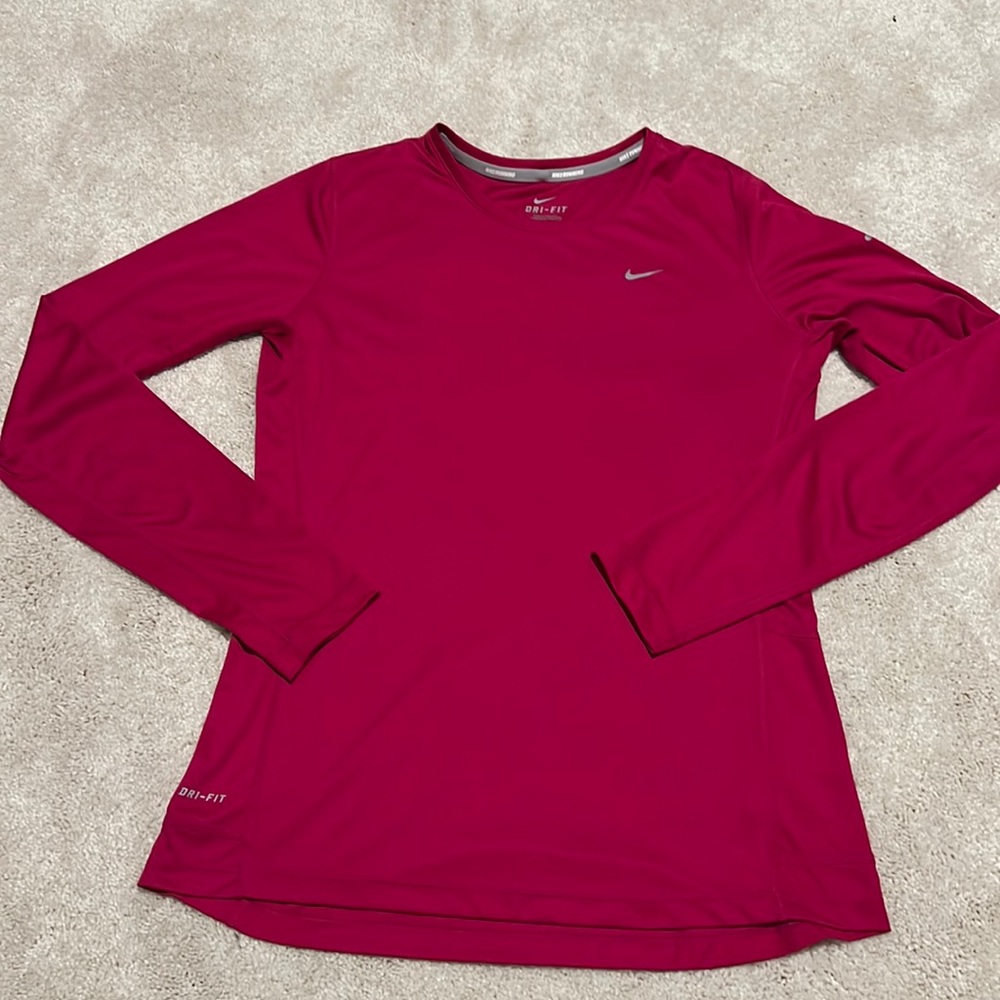 Nike Running Long Sleeve Hot Pink Shirt, Size Medium